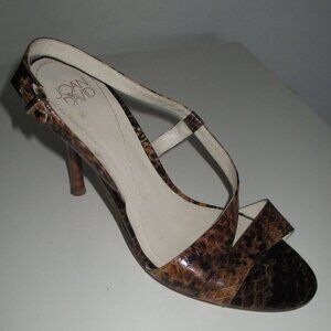 Circa Joan & David "Bassett" Womens Brown Snakeskin Slingback 4" Heel Sandal- 9M